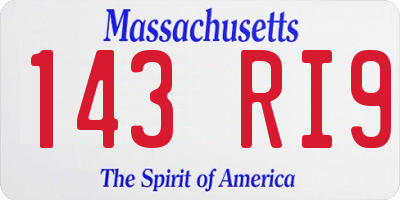 MA license plate 143RI9
