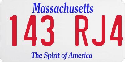 MA license plate 143RJ4