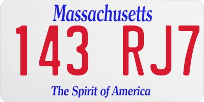 MA license plate 143RJ7
