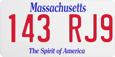 MA license plate 143RJ9