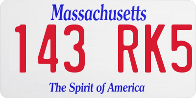 MA license plate 143RK5