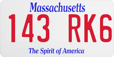 MA license plate 143RK6