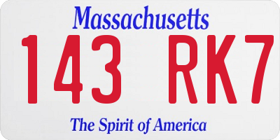 MA license plate 143RK7
