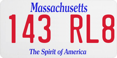 MA license plate 143RL8