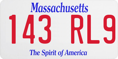 MA license plate 143RL9