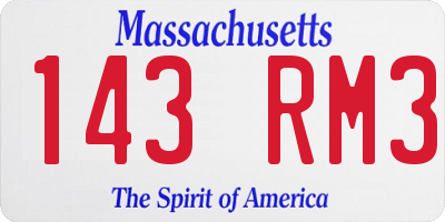 MA license plate 143RM3