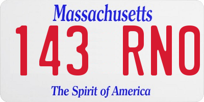 MA license plate 143RN0