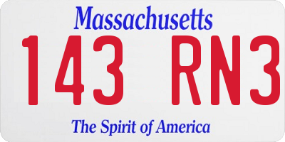 MA license plate 143RN3