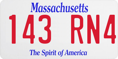 MA license plate 143RN4