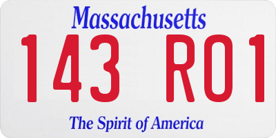 MA license plate 143RO1