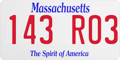 MA license plate 143RO3