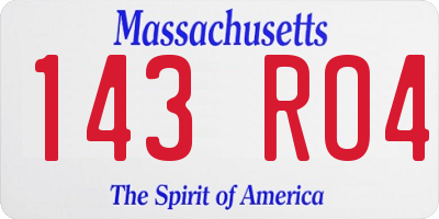 MA license plate 143RO4
