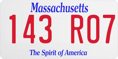 MA license plate 143RO7