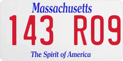 MA license plate 143RO9