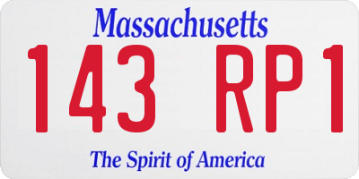 MA license plate 143RP1