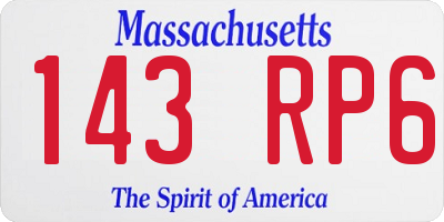 MA license plate 143RP6
