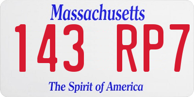 MA license plate 143RP7