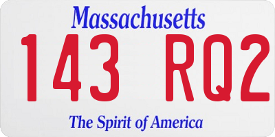 MA license plate 143RQ2