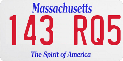 MA license plate 143RQ5
