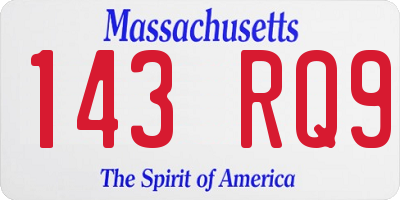 MA license plate 143RQ9