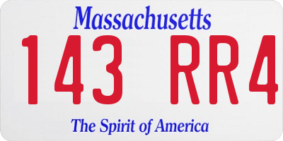 MA license plate 143RR4