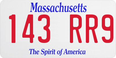 MA license plate 143RR9