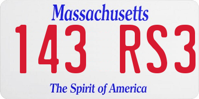 MA license plate 143RS3