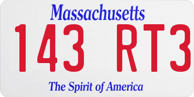MA license plate 143RT3
