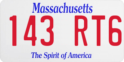 MA license plate 143RT6