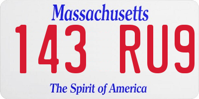 MA license plate 143RU9