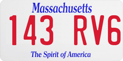 MA license plate 143RV6