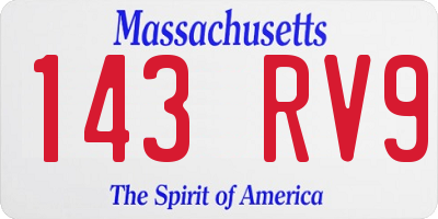 MA license plate 143RV9