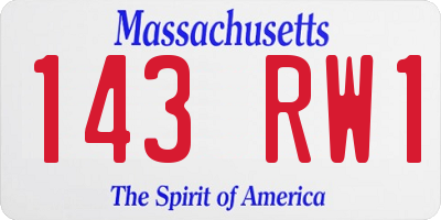 MA license plate 143RW1