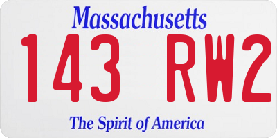 MA license plate 143RW2