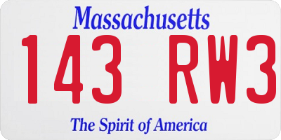 MA license plate 143RW3