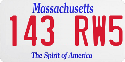 MA license plate 143RW5