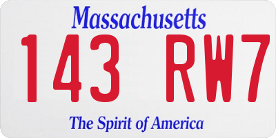 MA license plate 143RW7