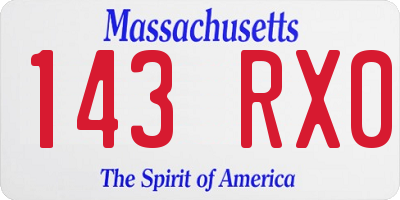 MA license plate 143RX0
