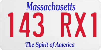 MA license plate 143RX1