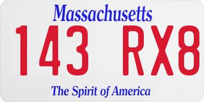 MA license plate 143RX8