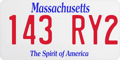 MA license plate 143RY2