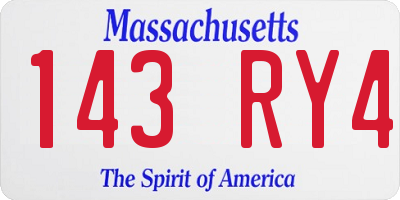 MA license plate 143RY4