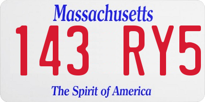 MA license plate 143RY5