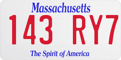 MA license plate 143RY7