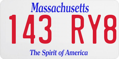 MA license plate 143RY8