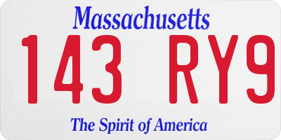 MA license plate 143RY9