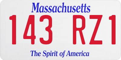 MA license plate 143RZ1