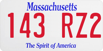 MA license plate 143RZ2