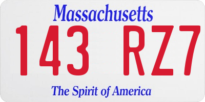 MA license plate 143RZ7