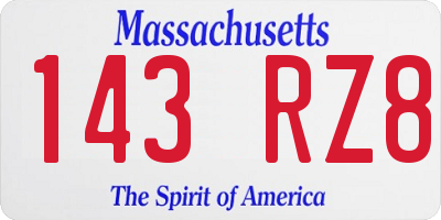 MA license plate 143RZ8